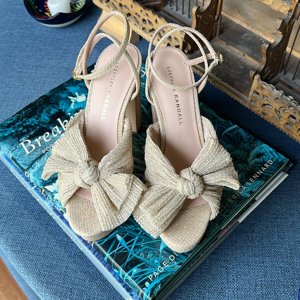 Loeffler Randall Gold Heels with Bow
